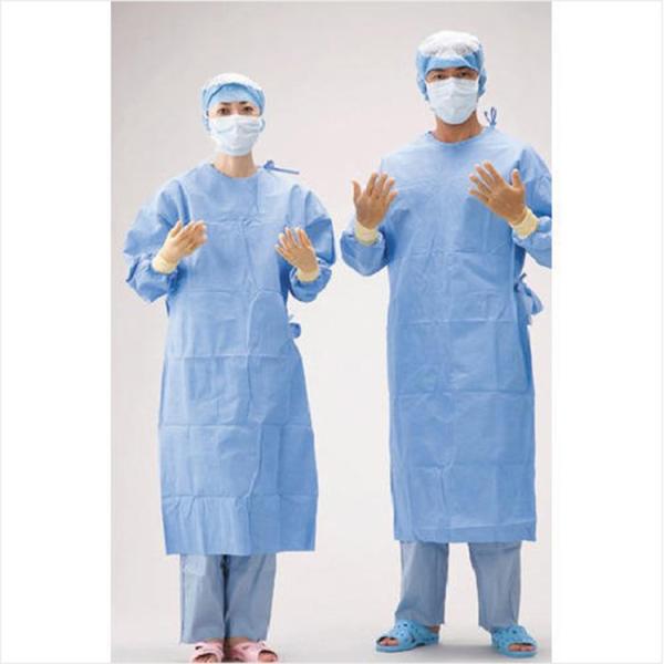 Ultrasonic Seaming Sterile Surgical Gown SMS Disposable Surgeon Gown Blue Color For Doctor