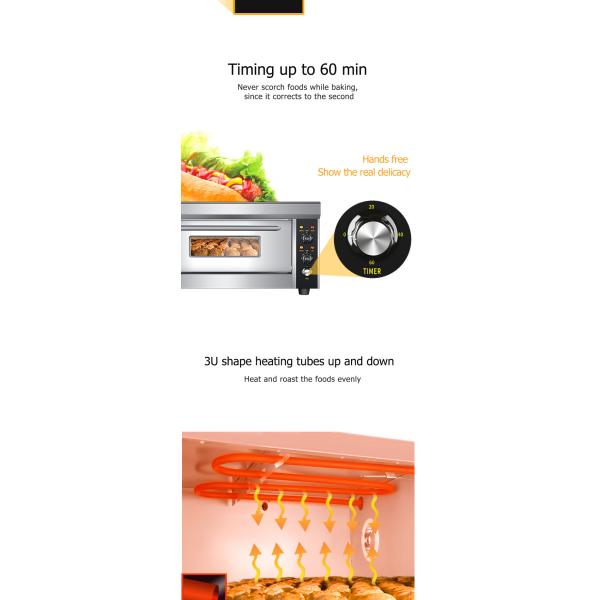 Коммерческая электрическая печь для пекарни с 1 слоем и 1 подносом 850x620x450 мм