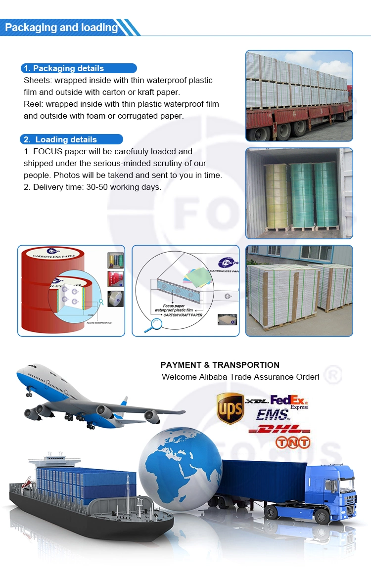 Дубликат 100% NCR пульпы девственницы Carbonless бумажный бумажное 50-80gsm