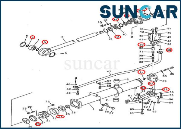 D355A-3-5 Komatsu Seals 195-63-05120 Crawler Dozer Lift Cylinder Seal Repair Kit