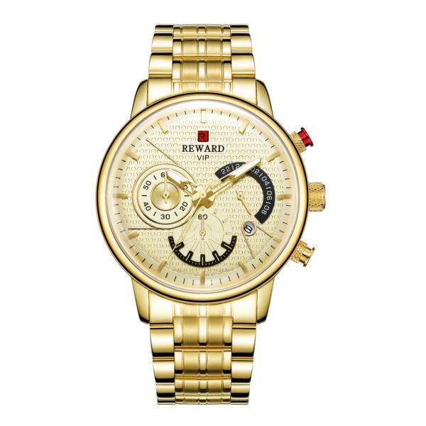 Stainless Steel Chain Mens Metal Strap Watches , Chronograph Mesh Wristband Watch