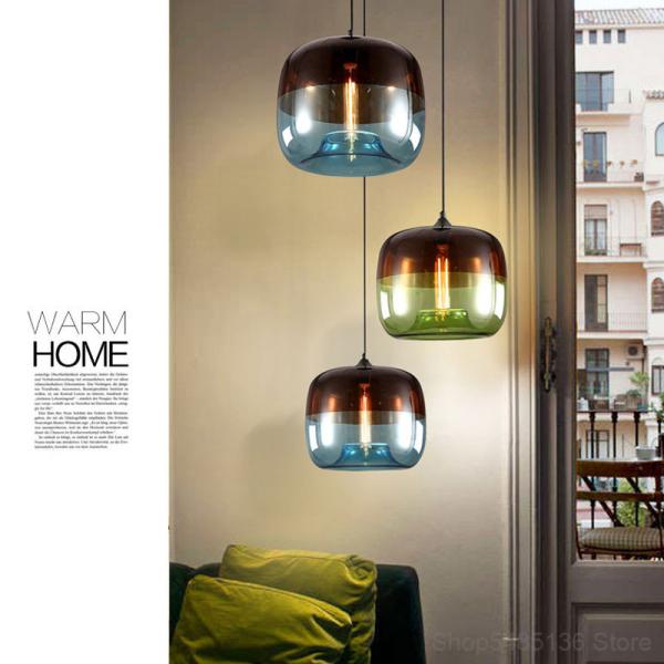 Nordic Stained Glass Pendant Light Modern Cafe Bar Dining Room Light Fixture(WH-GP-82)