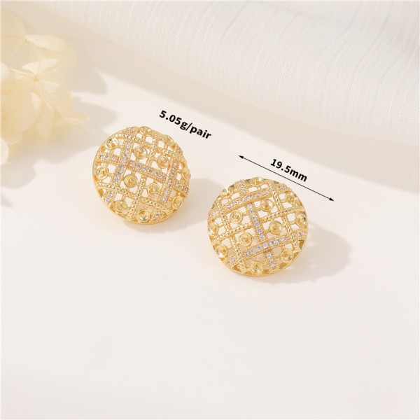 Wholesale Jewelry DIY Earring Accessories Heart-shaped Braided Earrings Round Hollow Zircon Paste Pearl  Earring