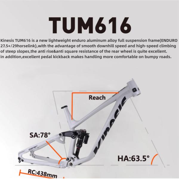 Kinesis TUM616 27.5+ 29er Алюминиевая полная подвеска Enduro Off-Road Soft Tail Рама горного велосипеда