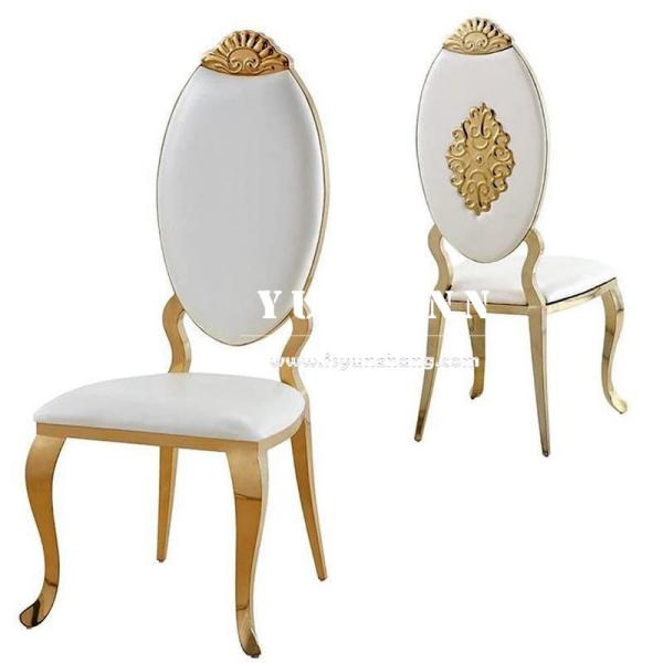 Luxury Hotel Restaurant Metal Chair Crown Design Golden Stainless Steel Royal Wedding Chair
