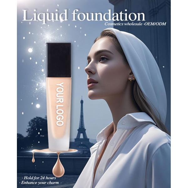 Women's Full Coverage Natural Mineral Liquid Foundation Wholesale Waterproof Concealer Sunscreen Cream Dark Light Loose Makeup