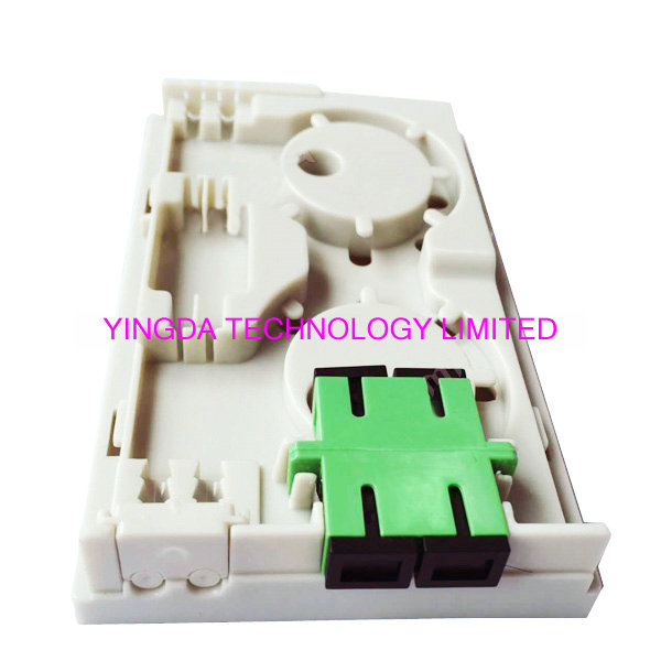 2 Core Mini FTTH Fiber Optic Distribution Wall Outlet Faceplate ABS Plastic White