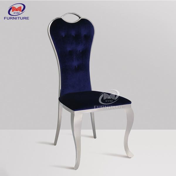 Modern High Back Stainless Steel Chair And Table Silver Velvet for Dining