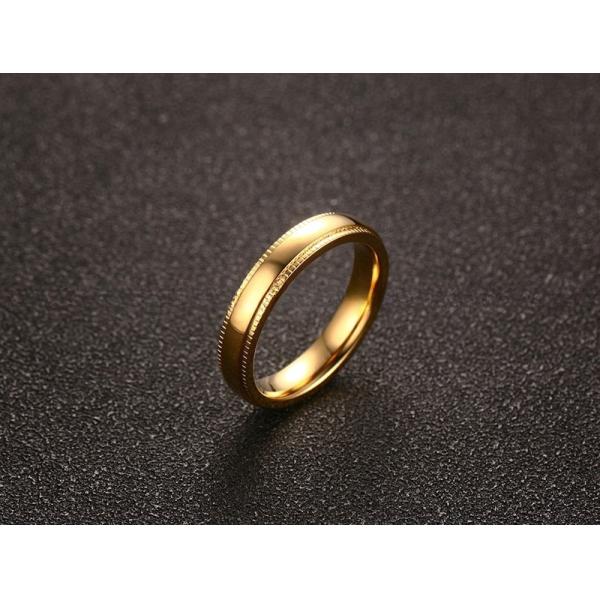 Women Men Gold Wedding Stainless Steel Rings 4mm High Polish Plain Gear Wheel Step Edges