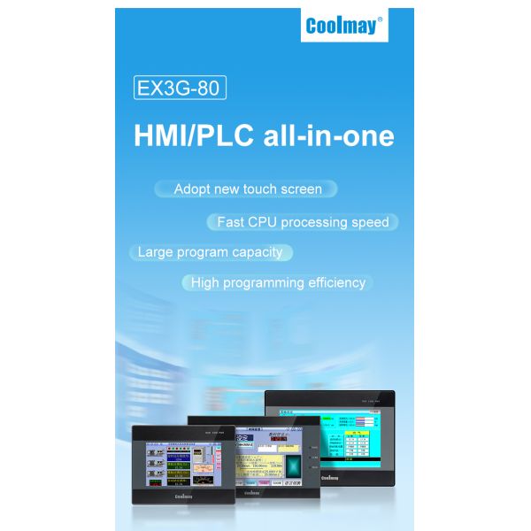 Coolmay EX3G-80 All in One PLC HMI All in One 10 inch Compatible FX3G FX3U FX3S GX Works2 AI AO Com Port DIY Support MODBUS RTU for industrial application