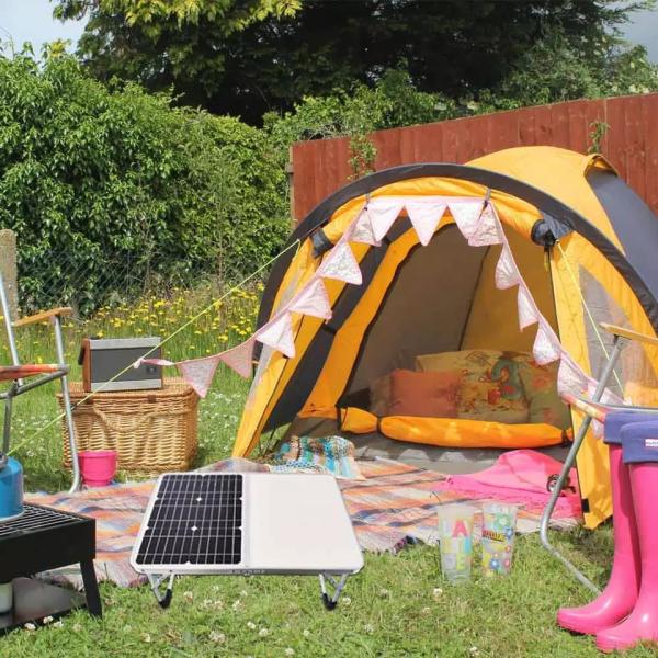 Tabela de painel solar dobrável portátil de 18W duplo USB para acampamento