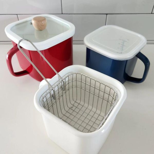 OEM Enamel Steel Mini Noodles Cooking Pot with Glass Lid Warm Milk and Eggs Small Pot
