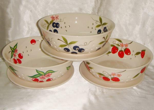 Food Safe Ceramic Houseware 8 Inch Saucer Ceramic Colander Fruit Bowl