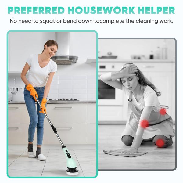Electric Spin Scrubber Cordless Bath Tub Kitchen Cleaner Brush for Household Cleaning