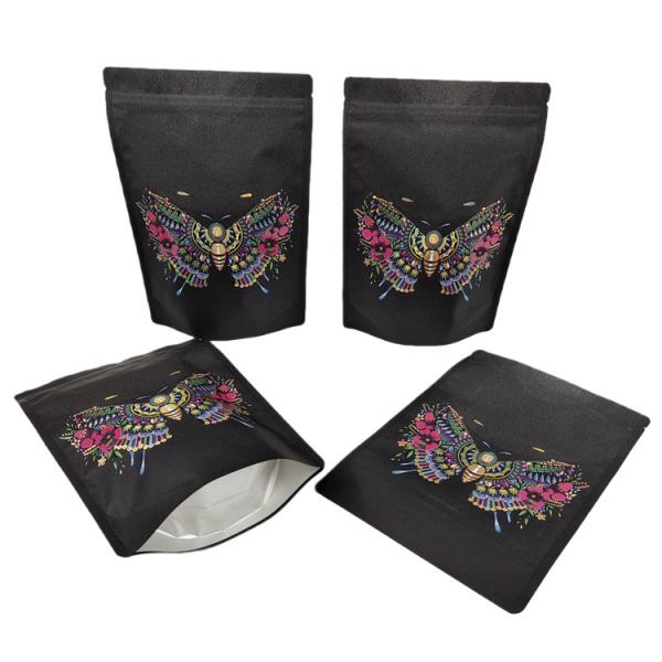 Wholesale Custom Eco Friendly Kraft Paper Packaging Bag with Spot UV Resealable Mylar Bags for Spice Protein Powder