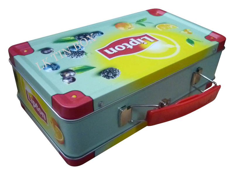 Large Fancy 3D Embossed Collection Metal Tin Lunch Box With CMYK Print