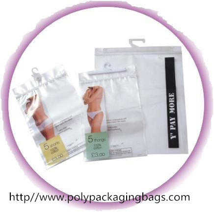 Customized Poly Bags With Hangers / Laminated PET T Shirt Packing Bag