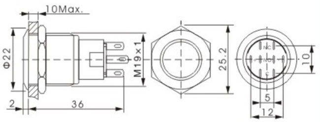 12V 110V 220V запирая на задвижку ODM OEM переключателя кнопки СИД мгновенный доступный