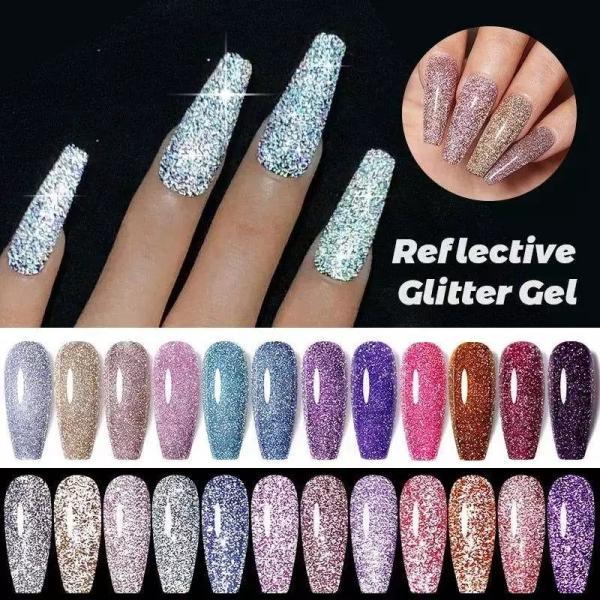 Wholesale Glitter Nail Polish Mixed Color Reflective Glitter Gel Nail Polish Broken Diamond Gel Nail Polish