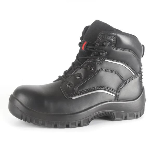 Black Half Knee Boots Slip Resistant Steel Toe Mining Boots Customized