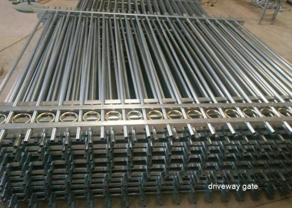 Double Swing Metal Automatic Driveway Gates Zinc Plated For House / Villa