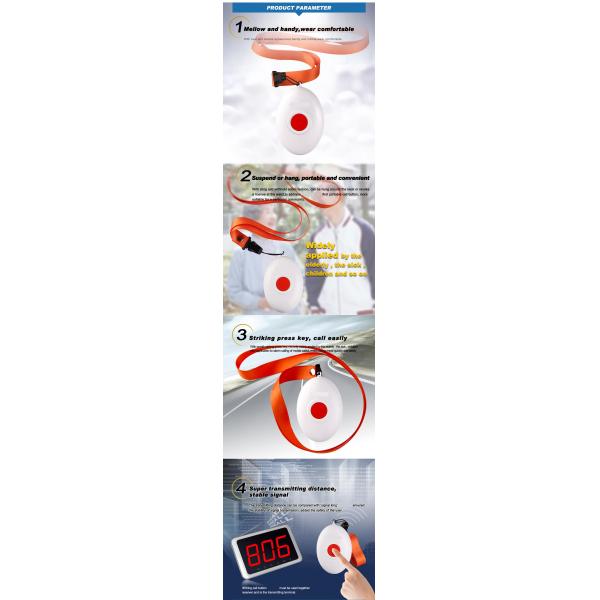 Белая горячая продажа водонепроницаемая беспроводная система пейджера кнопка экстренного вызова семьи с веревкой