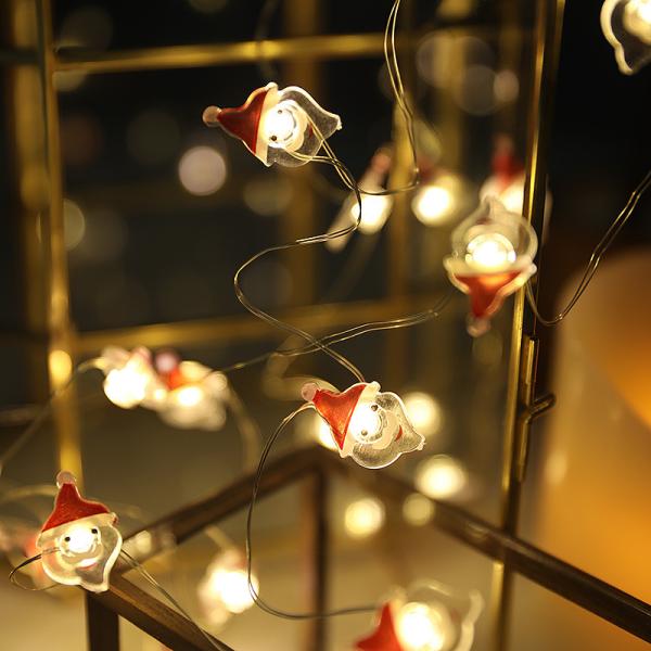Santa Claus Scepter Snowflakes Elk Socks LED String Lights for Fairy Christmas Decoration