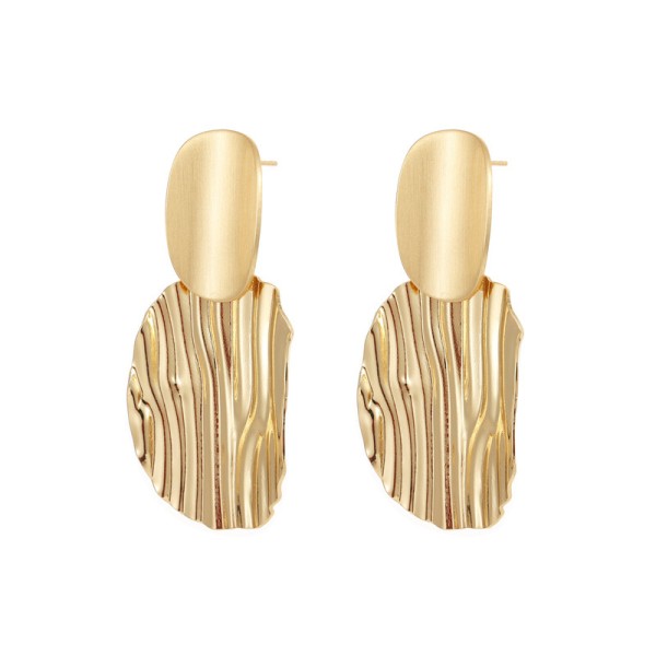 Fashion Gold Plated Brass Stylish Women's Earrings Wave Potato Chip Shape Silver Post Hypoallergenic Studs Earring