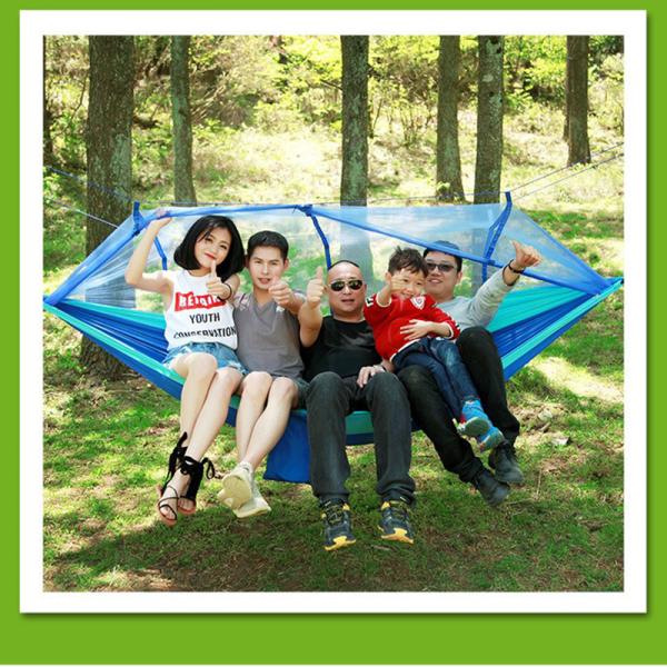 Fabric Mail Packing Y Two Persons Portable Camping Hammock with Mosquito Net Outdoor Folding Hanging Bed Chairs for Hiking