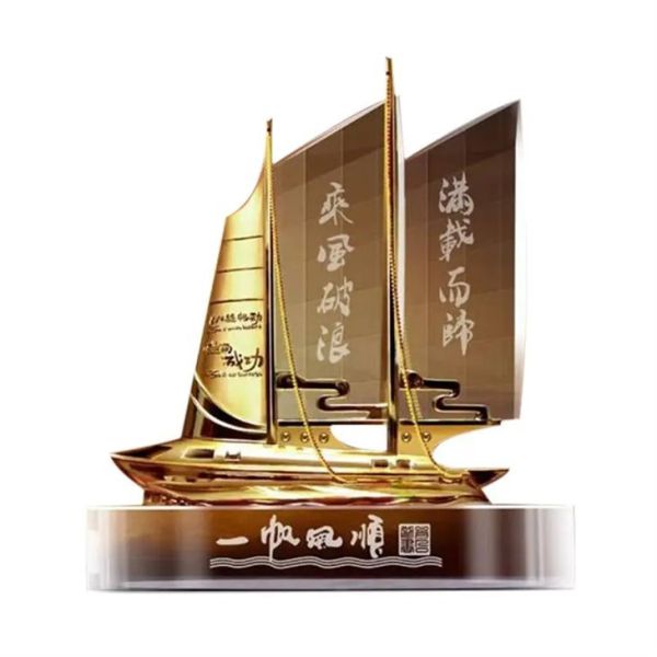Honor Of Crystal 3d Laser Engraved Crystal Clear Trophy Antique Model Crystal Sailing Boat Model