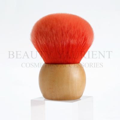 Wooden Base Red Bamboo Kabuki Brush Round Kabuki Brush Eco Friendly