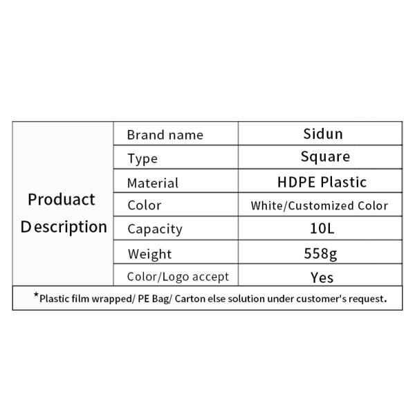 Paint 10L HDPE Container 317mm Screw Plastic Cap Square Plastic Barrels