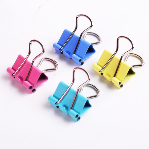 Wholesale 4 Color 60pcs Pvc Box Metal 15mm Mini Colorful Binder Clip