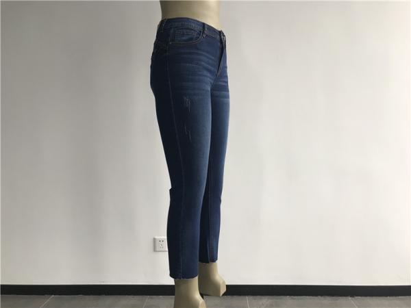 Women Skinny High Rise Denim Jeans , Customized Mid Wash Denim Jeans W82344
