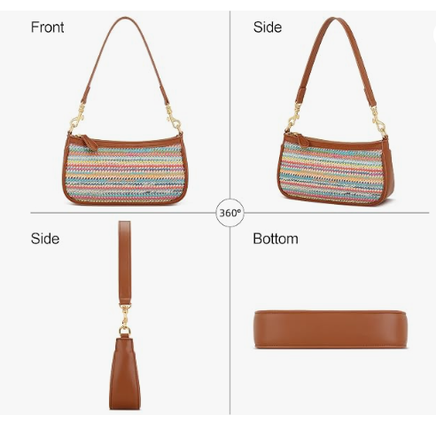 Small Black Purse for Women, Cute Mini Shoulder Bag Zipper Closure | 2 Removable Straps, Retro Underarm Bags, Classic Crossbody Bag, Handbag for Women