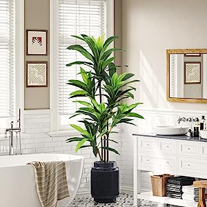 Dracaena Silk Plant Artificial 5ft Faux House Plants Evergreen Dracaena Marginata Fake Yucca Palm Trees in Pot