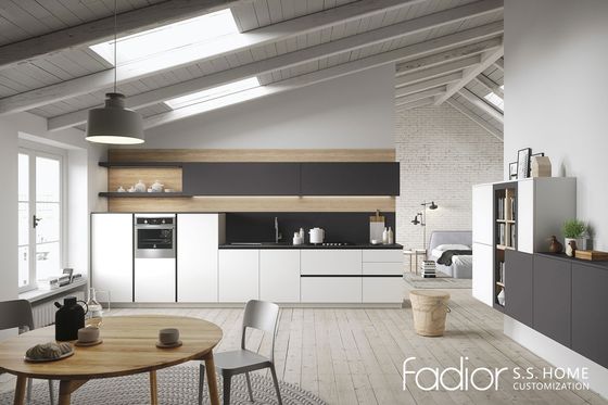 White & Light Wood Minimalist Stainless Steel Kitchen Cabinets For Modern Homes