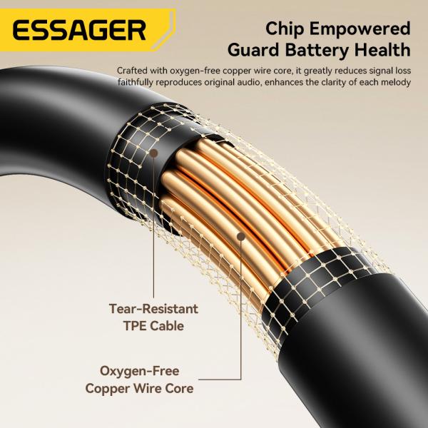 ESSAGER G62 In-Ear USB Type C Jack Aux 3.5mm Earphone Earbuds Wired Connection with OEM/ODM