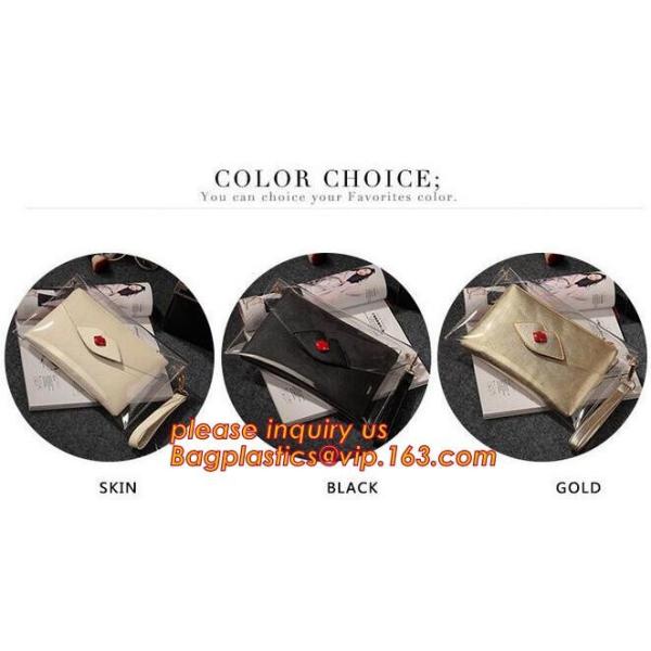 Button Closure PVC Clutch Bag For Women Handbag Snap Sleeve Cosmetic Makeup Bag, Satchel Golden Handle Chain Clutch PVC