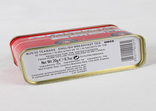 Finest English Tea Packaging Mini Tin Box With Custom Artwork CMYK Printing Outside