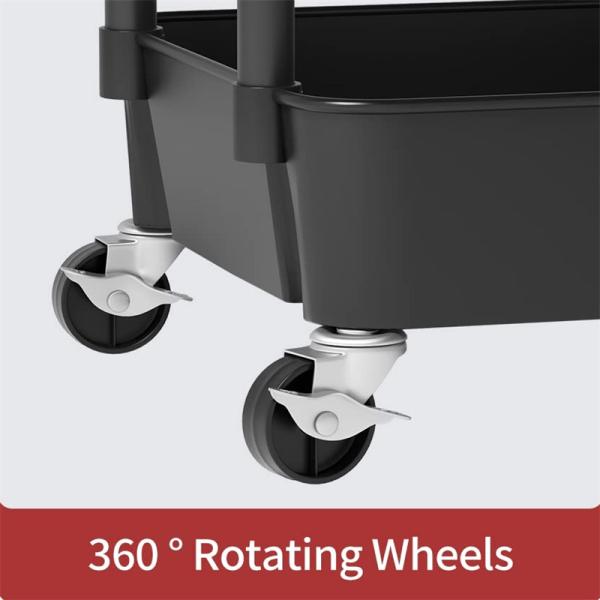 Non-folding 360 Degree Rotating Storage Rack with Wheels Kitchen Vegetable Plastic Shelf