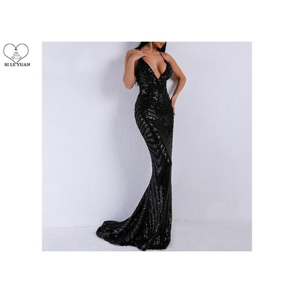 Sexy Sling Dark Green Mermaid Prom Dresses Backless Deep V Neck Sequins Fabric
