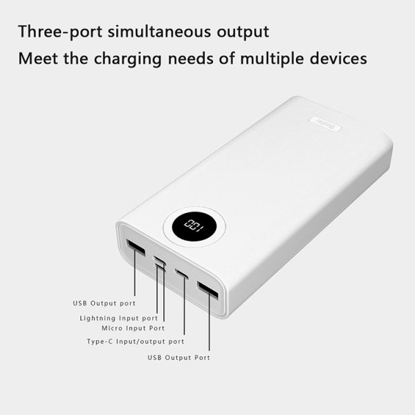 LCD Dual USB Portable Phone Charger 20000mah Mini External Battery