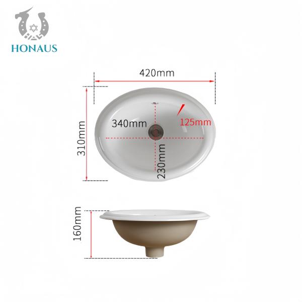 Round Under Mounted Bathroom Inset Basin White Customizable Size High Quality Hotel