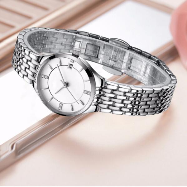 ODM Ladies Zinc Alloy Quartz Watch Stainless Steel Solid Band