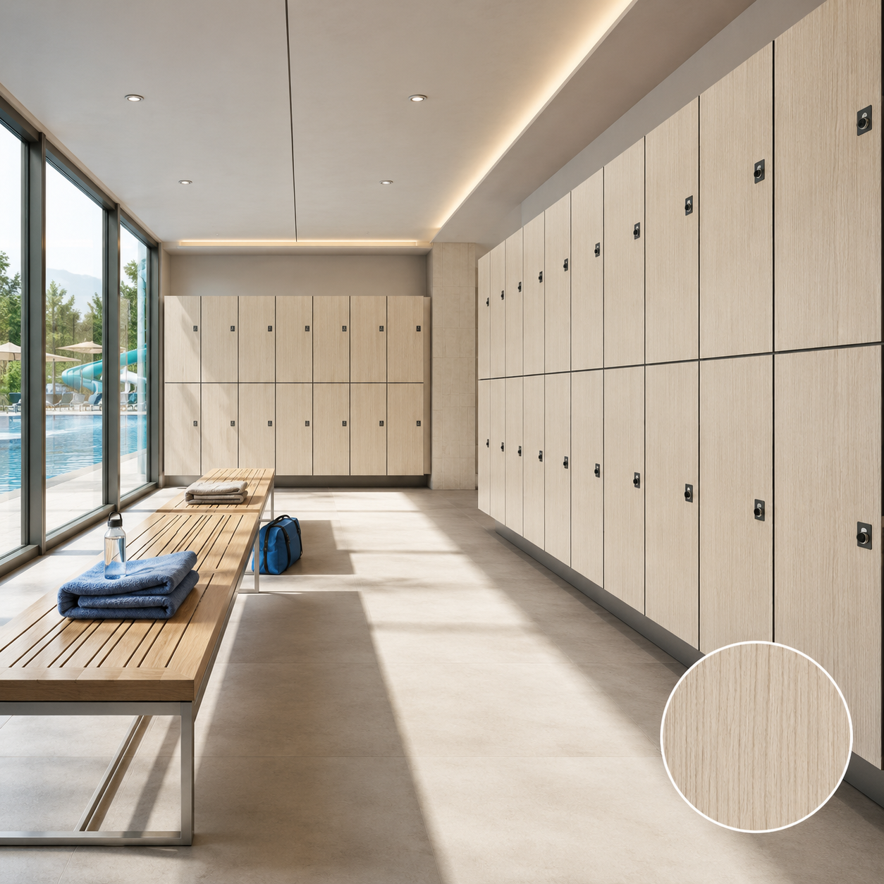 Custom Compact Laminate Lockers, Waterproof HPL Changing Room Storage Lockers with Digital Locks for Gym, Spa & Swimming Pool