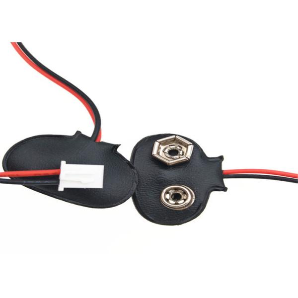 9V PVC Hard Top Type Battery Snap Custom Wire Harness With 2 Pins Connector To Jst Xh