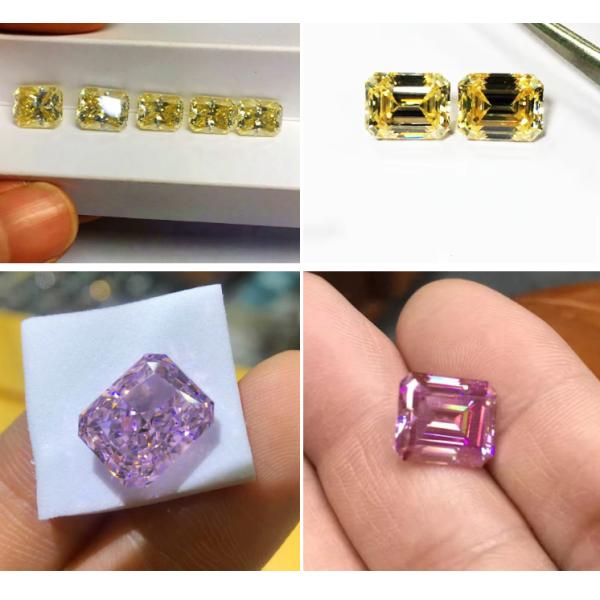 Vivid Yellow Moissanite Gem Radiant Cut GRA VVS Loose Mosanite Diamond For Gold Ring