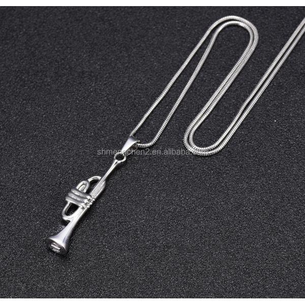 Gift Occasion Classic Style Silver Music Trumpet Pendant Necklace for Ashes Memorial