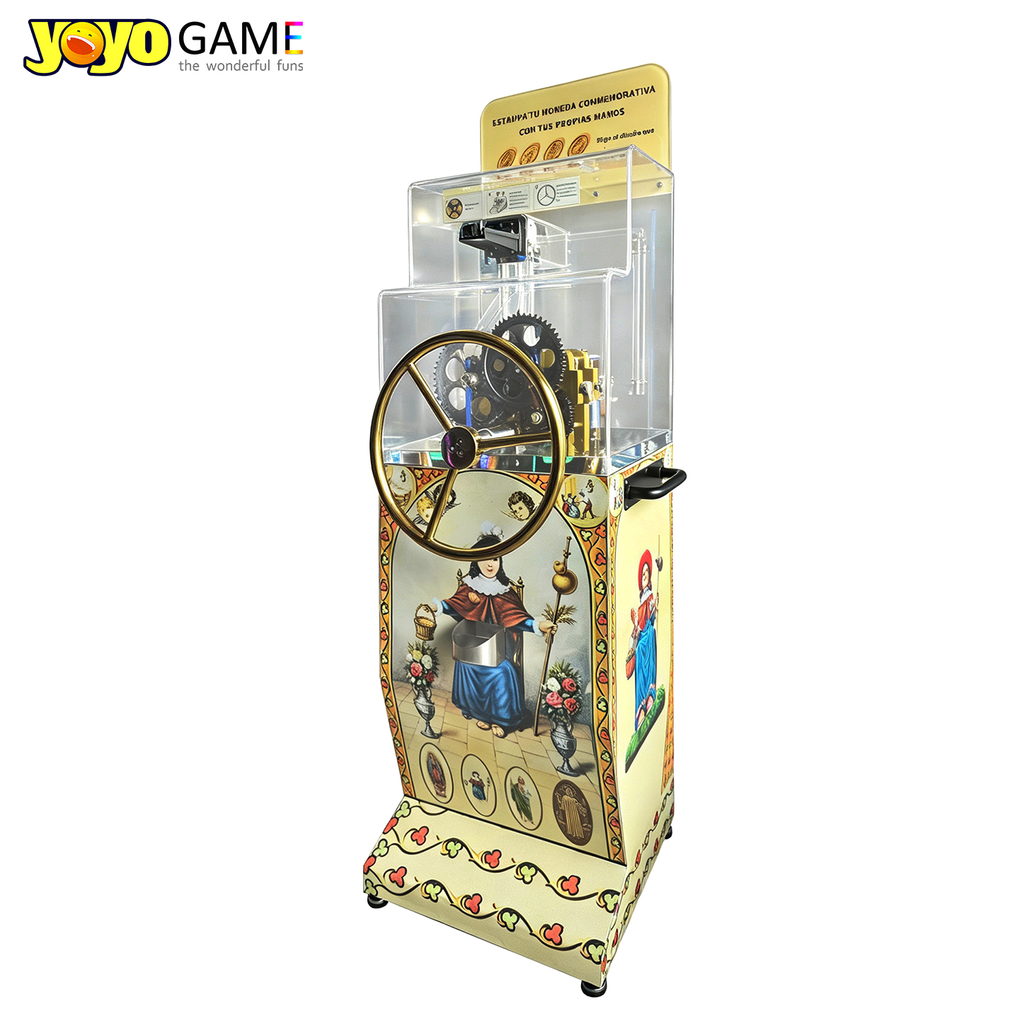 Mechanical No electricity peso coin Press Machine Manual Hand Wheel Operated Souvenir Coin Embossing Machine 0 Power Coin Equipment For Museum Tourist Spot Amusement Park Scenic Tour Gift Shop